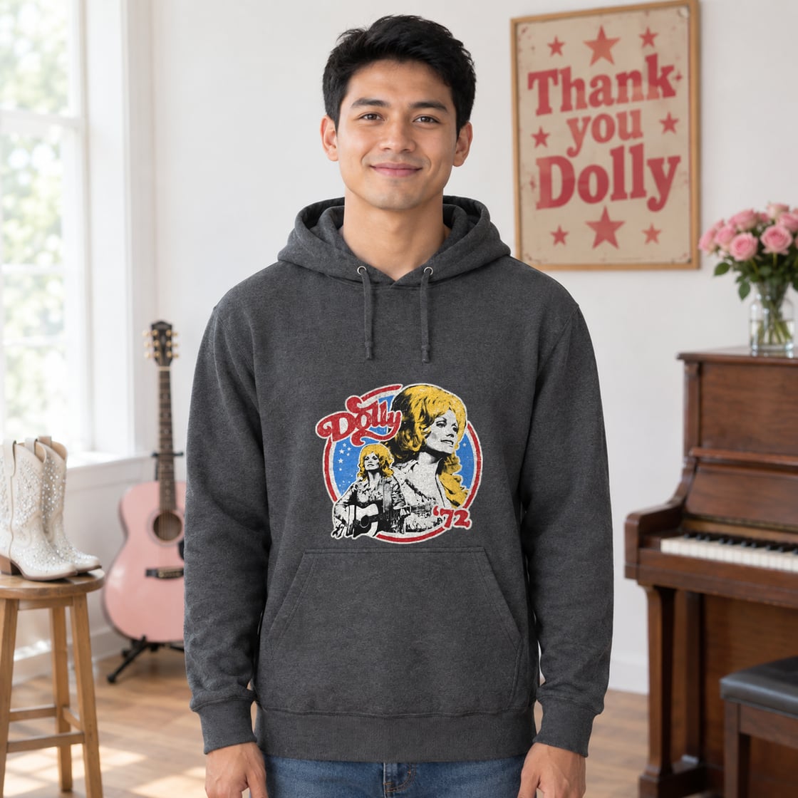 Retro Dolly Parton 72 Ringer Hoodie
